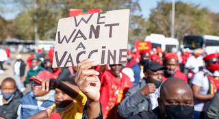 Hundreds of protesters rallied in South Africa’s capital calling for the country’s medicines regulatory body to give the greenlight to additional COVID-19 vaccines.