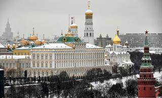 A view of the Kremlin taken in downtown Moscow on December 16, 2021